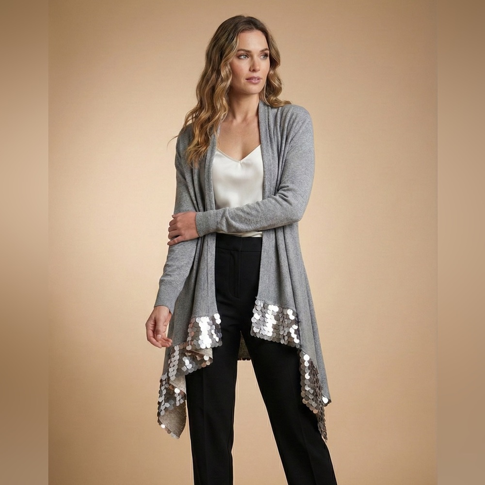 0296 - Gray and Silver Women's Sequin Cardigan